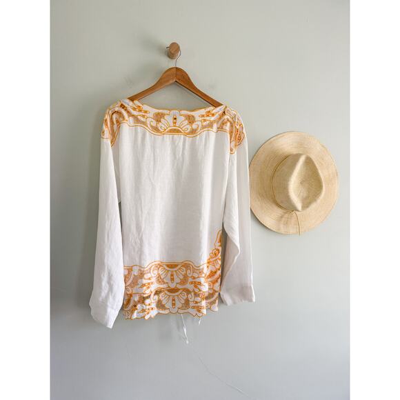 J.Crew | NWOT Cutwork tunic top in linen in White | Sz M - Picture 2 of 12